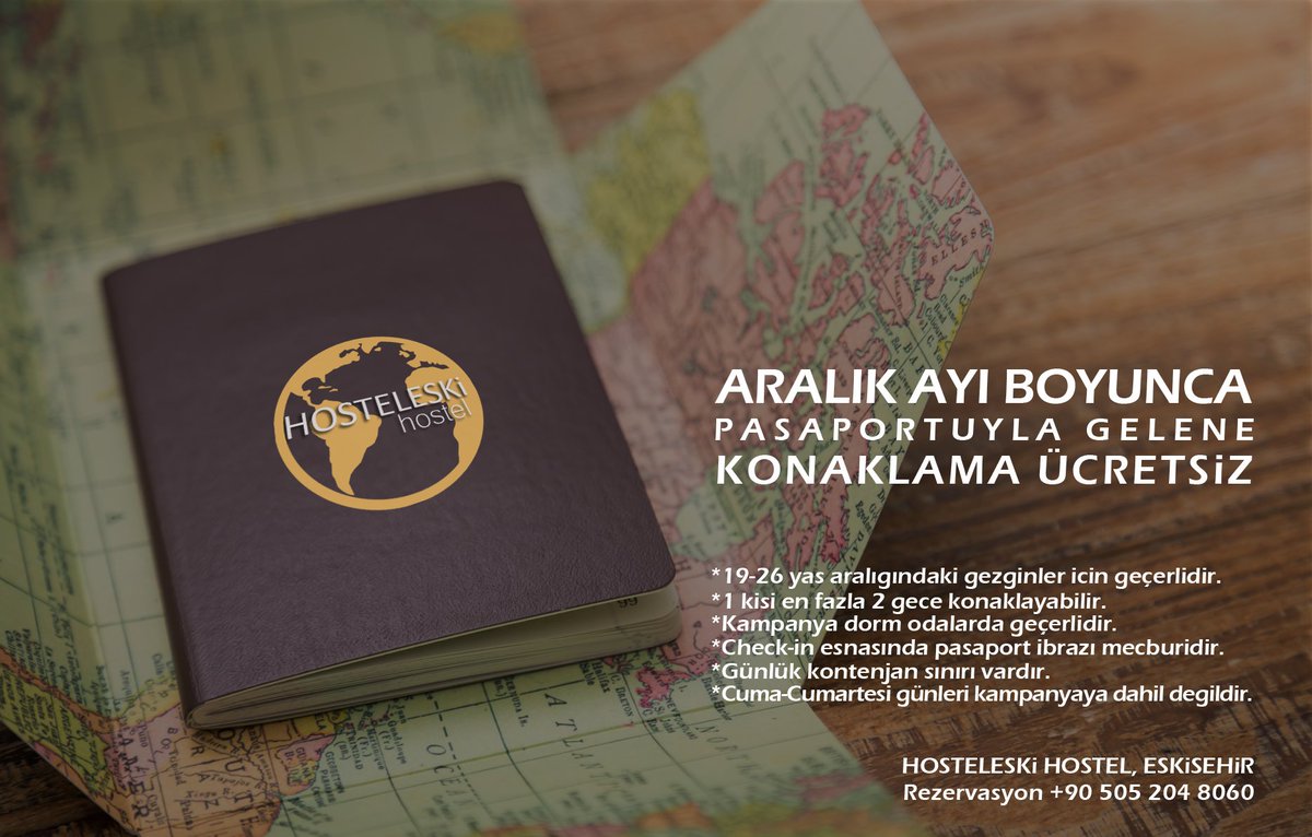 Aralık ayı boyunca pasaportuyla gelene konaklama ücretsiz. #eskişehir #hostel #sırtçantalılar #interrail #backpacker #travel #turkey