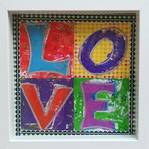 DesignsPassion's tweet photo. LOVE - take 2! 
Block-print on fabric
#art #popart #funkygifts https://t.co/aYJH7LeC54