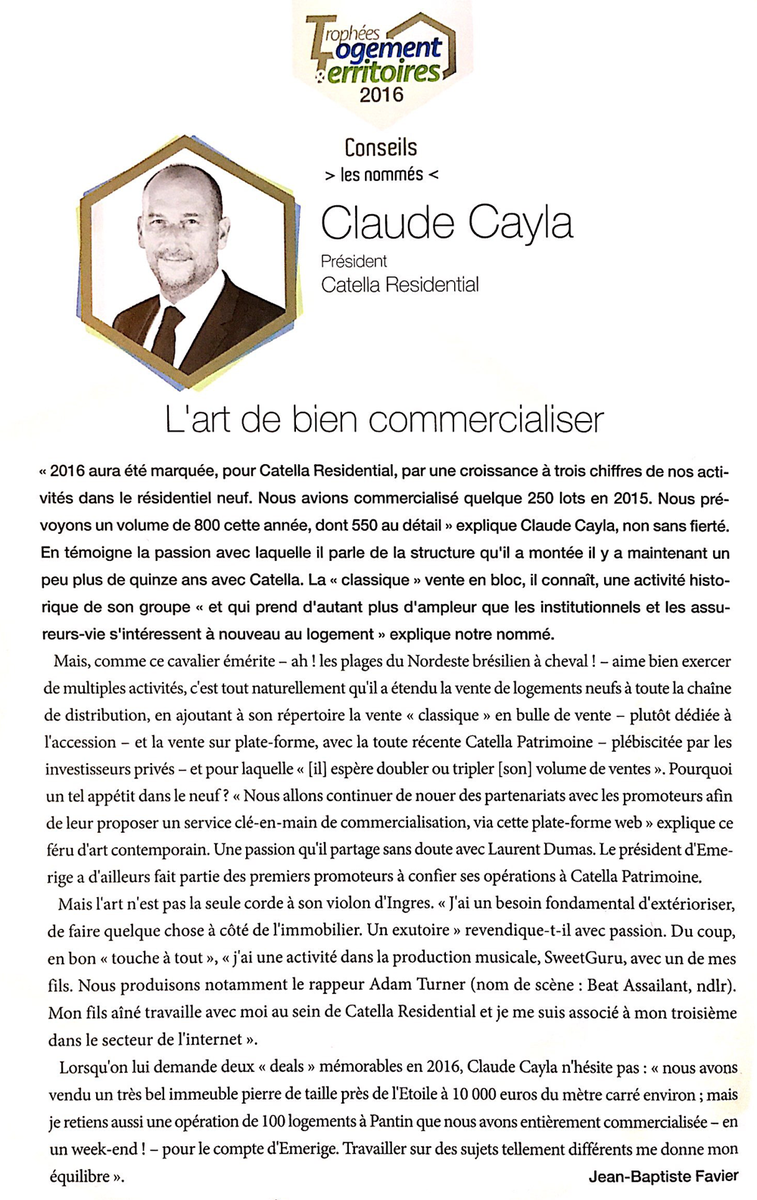 Catella_Res's tweet photo. Retour sur le palmarès des #TLT2016 par @immoweek et sur la nomination de @Claudecayla dans "Conseils" https://t.co/Yq8lYzu3aZ https://t.co/kd0q7sldIl