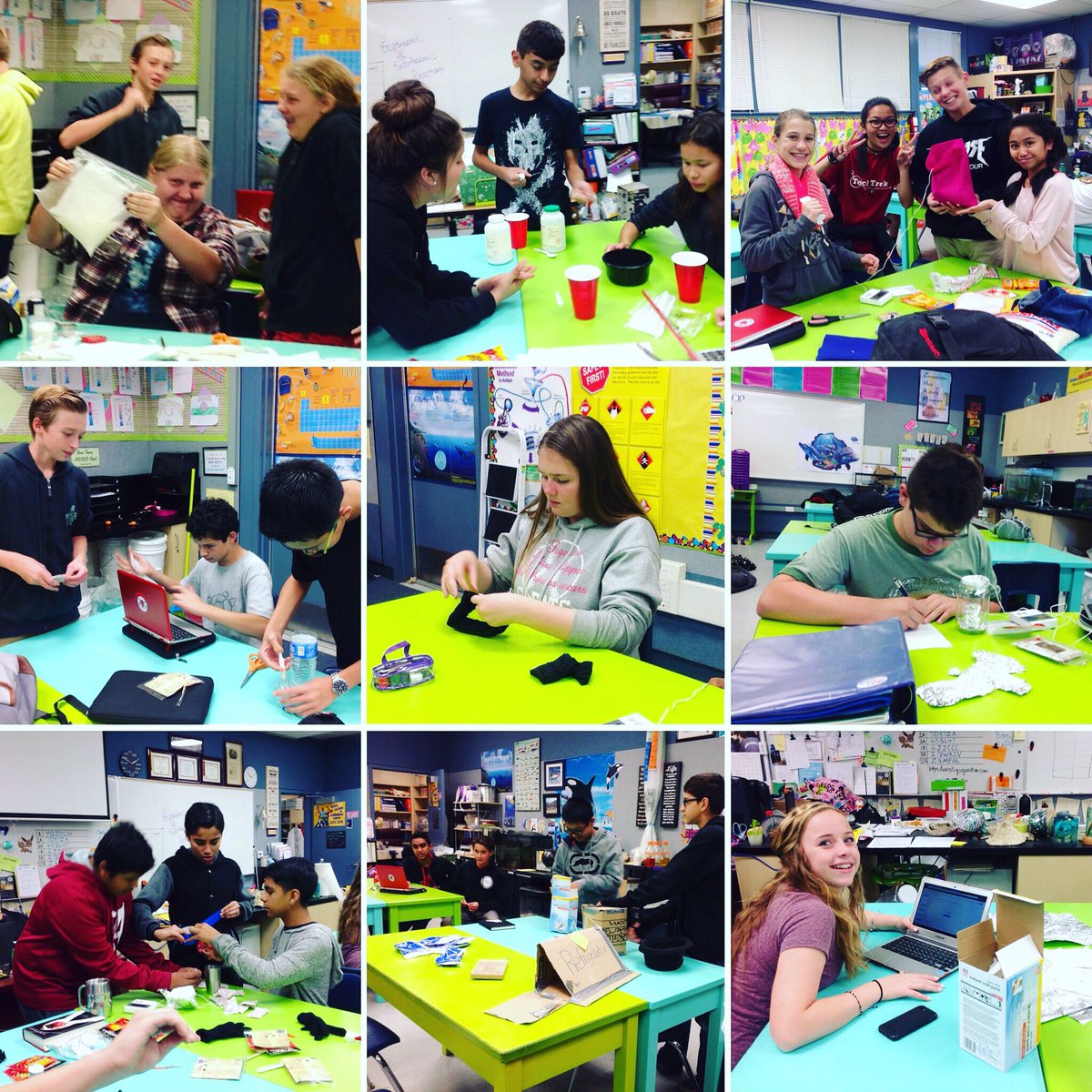TechCoachKate's tweet photo. All hands on deck as @MonteVistaPVSD Sci Ss #engineer heating or cooling devices #NGSS #MSPS1-6 #pvshares #inthebullpen https://t.co/FoHh5Wz7sK