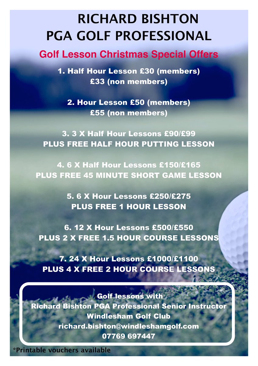 My Christmas Special Offers for this year.  Please contact me if you're interested.   Have a great Christmas. 🎄⛳️