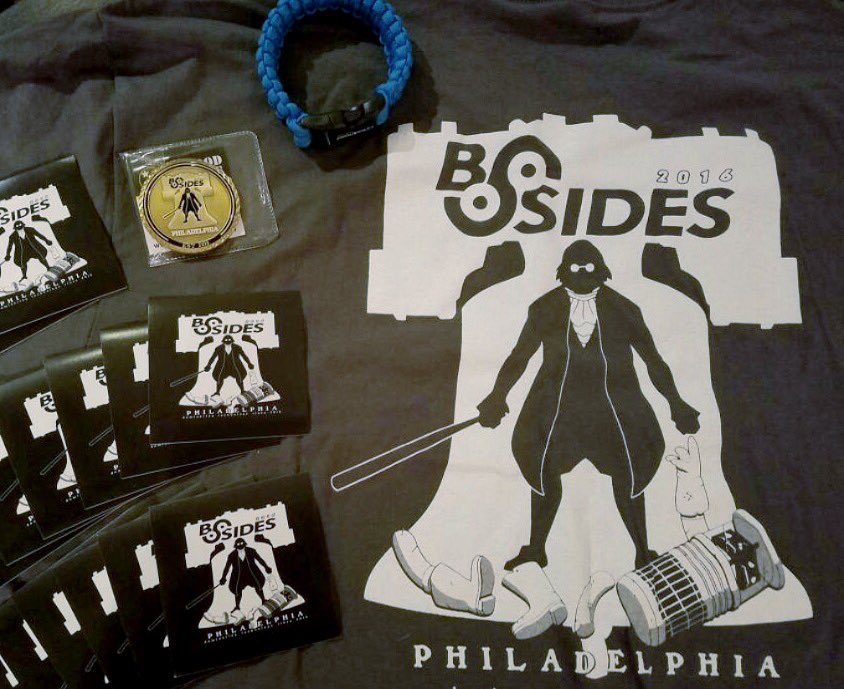 ISEsecurity's tweet photo. Thanks to the staff at @BSidesPhilly for all the great swag! It was great meeting and talking with you all. #RIPhitchBOT https://t.co/FOcqdeK3Qf