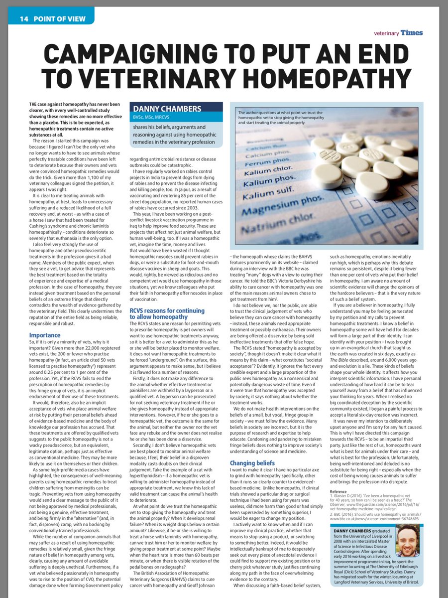 Why the <a href="/RCVS_UK/">RCVS redirect</a> soft position on #homeopathy must be changed:  "...being well-intentioned and deluded is no substitute for being right."