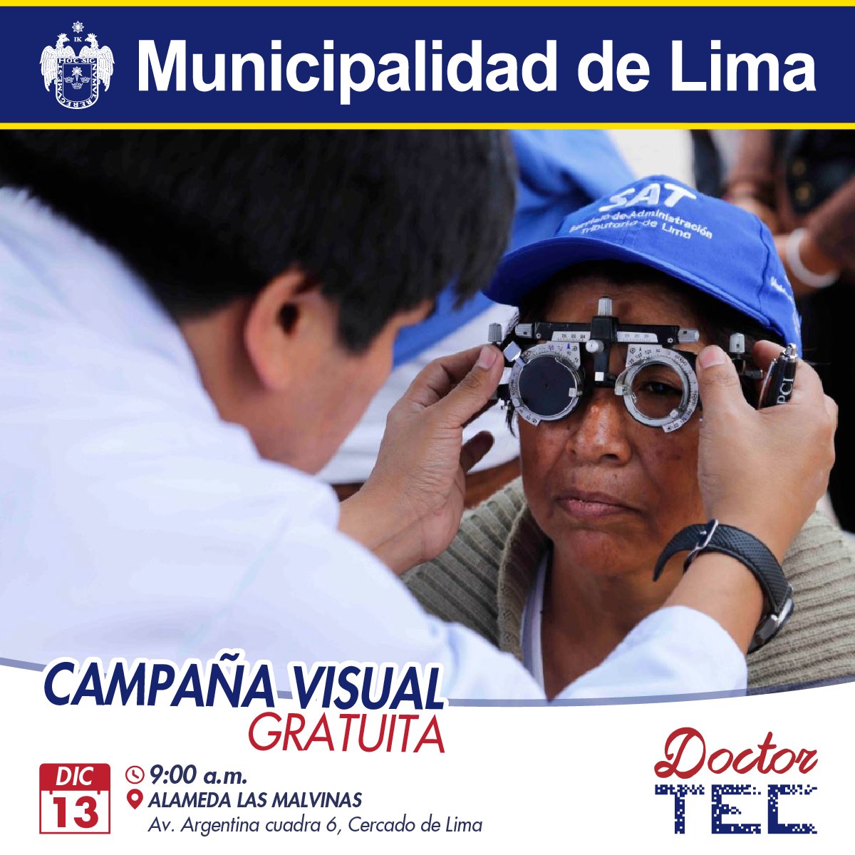 #DoctorTec en #CercadoDeLima con el diagnóstico y mantenimiento #GRATIS de celulares y PC. Además habrá descarte de enfermedades oculares.