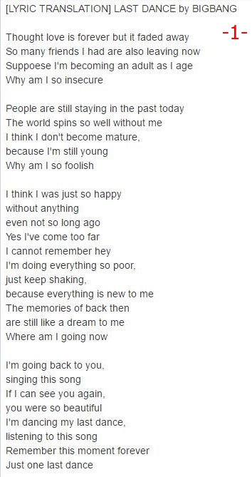 Top Of The Top Eng Lyric Translation Last Dance By Bigbang T Co 9hssrslyil Bigbang Top 탑 최승현 빅뱅 Bigbangmadefullalbum Cr Huisuyoon T Co 8yssom7kgz