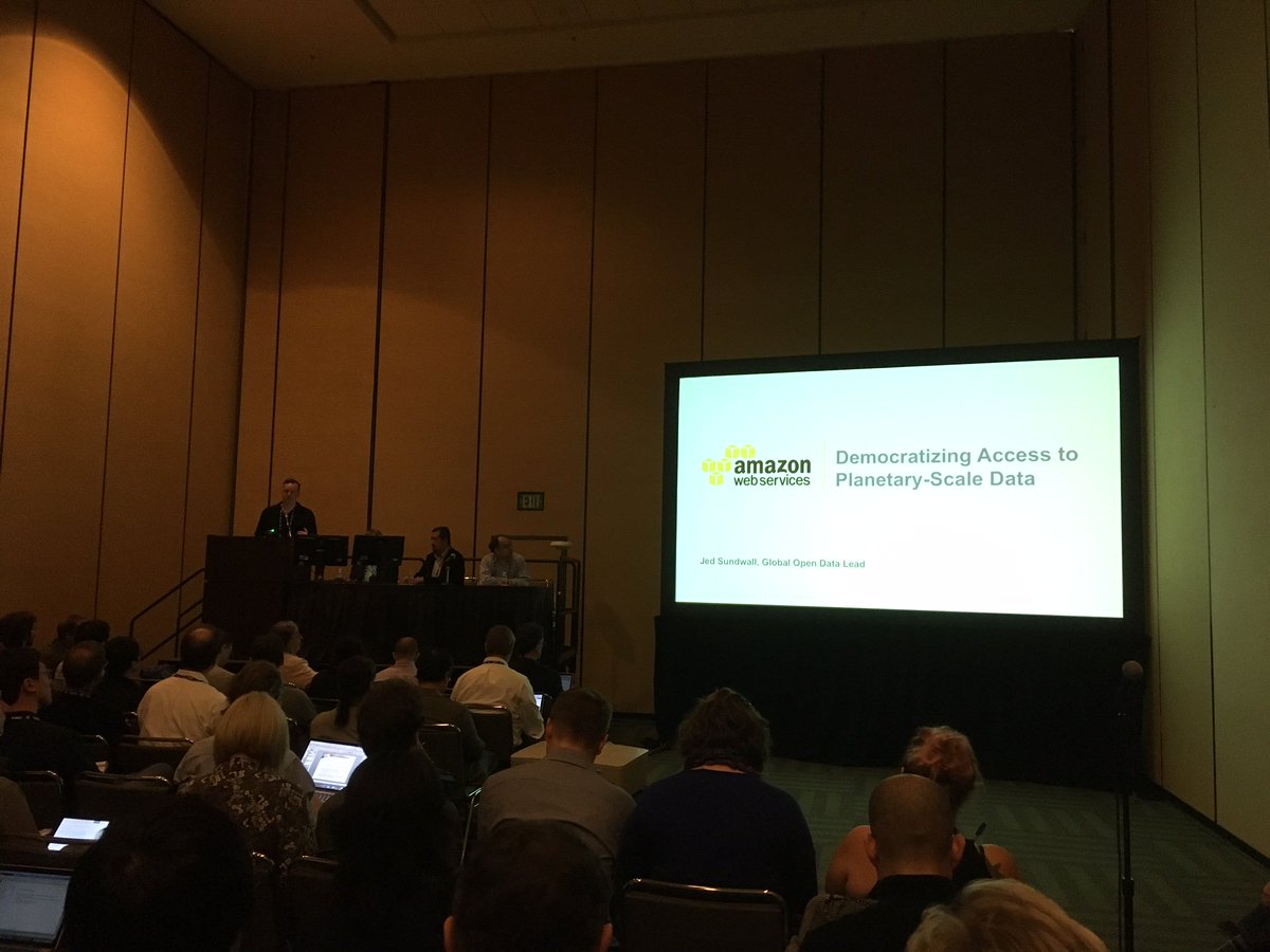 AWS_Gov's tweet image. #AGU16 attendees learning methods for sharing planetary-scale data in the cloud from @jedsundwall. #EarthOnAWS