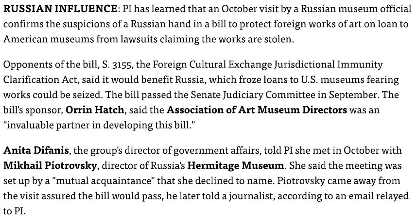 POLITICO Influence (@politicopi) on Twitter photo Today in PI - Director of Russian <a href="/state_hermitage/">Эрмитаж / Hermitage</a> communicates with American <a href="/MuseumDirectors/">Art Museum Directors</a> about US art bill politi.co/2hgrGB8 Today in PI - Director of Russian <a href="/state_hermitage/">Эрмитаж / Hermitage</a> communicates with American <a href="/MuseumDirectors/">Art Museum Directors</a> about US art bill politi.co/2hgrGB8