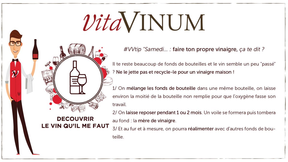 geoVINUM's tweet photo. #VVtip "Samedi, ça te dit..." de faire ton vinaigre maison ? #WineMorning https://t.co/8bUlgTLluW