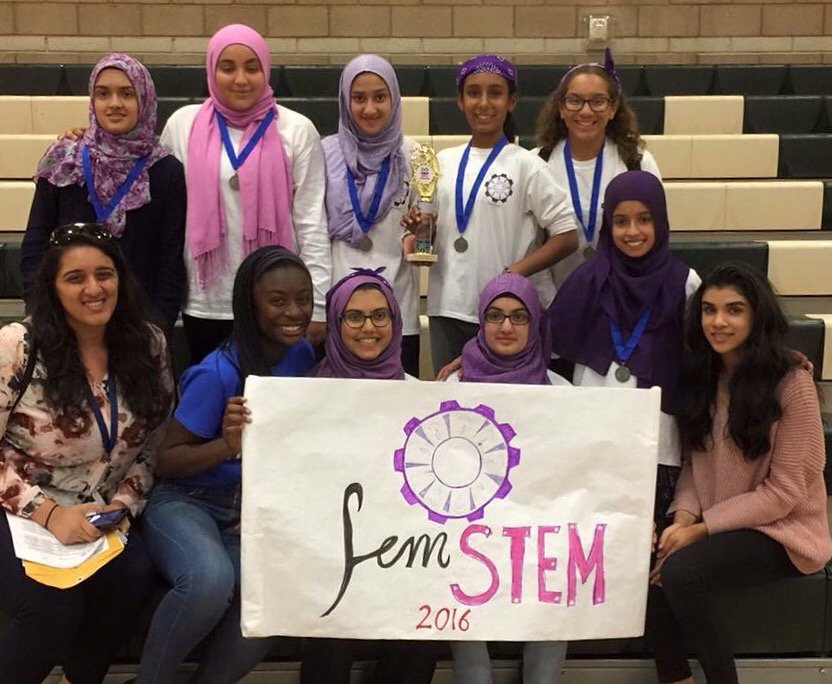 FemSTEMRobotics's tweet image. All Muslim female robotics team FemSTEM after winning their first competition!#Search4HiddenFigures #Search4STEM