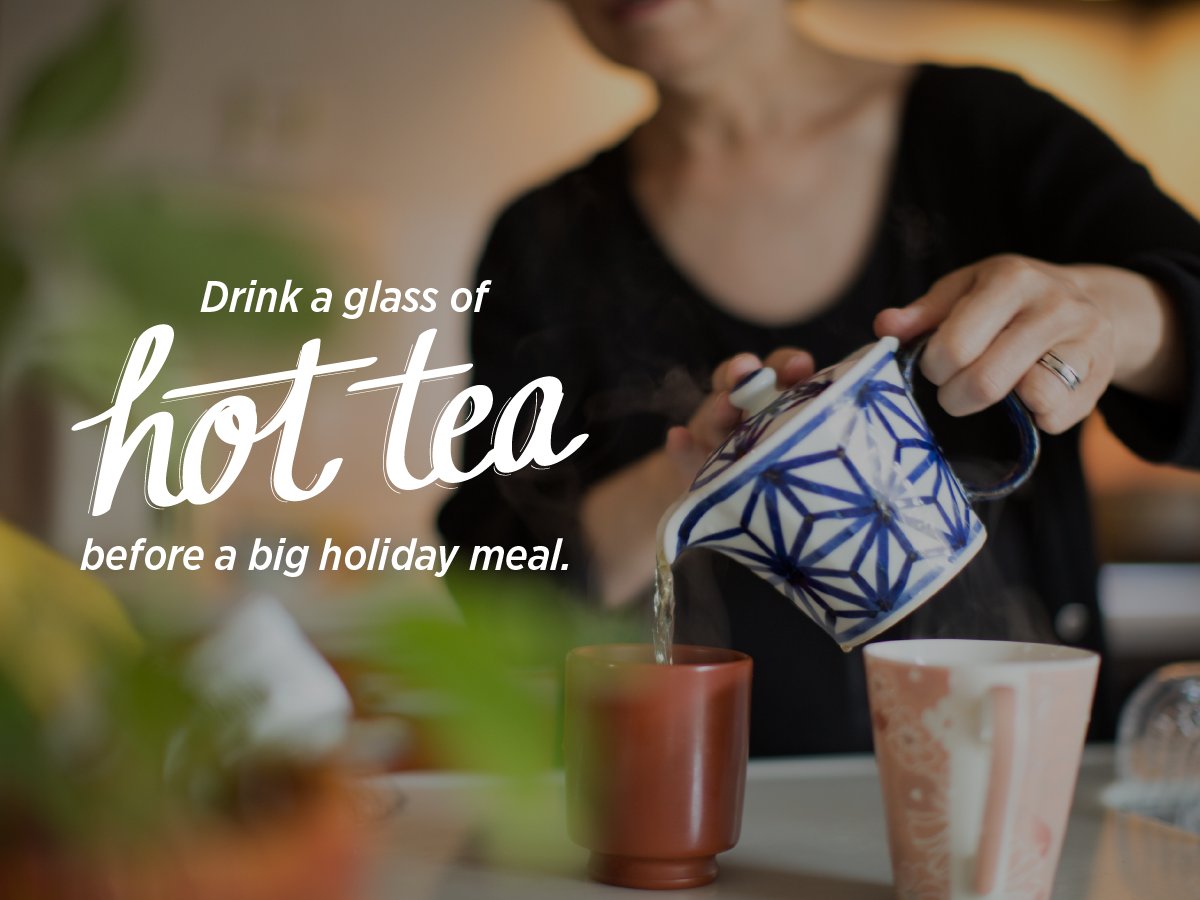AARP's tweet image. Hot tea can help your digestive system and make processing a large meal easier on the body.