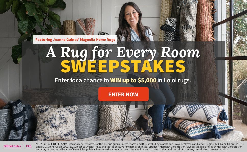 Loloi Rugs (@loloirugs) on Twitter photo Got #JoannaGaines fever? Here's your chance to win a Magnolia Home by <a href="/joannagaines/">Joanna Gaines</a> rug for every room with <a href="/BHG/">BetterHomes&Gardens</a>.
bhg.com/bhg/xfile.jsp?… Got #JoannaGaines fever? Here's your chance to win a Magnolia Home by <a href="/joannagaines/">Joanna Gaines</a> rug for every room with <a href="/BHG/">BetterHomes&Gardens</a>.
bhg.com/bhg/xfile.jsp?…