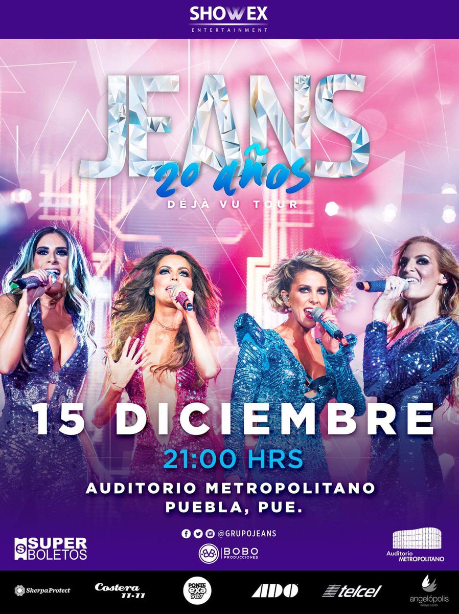 i_Puebla's tweet photo. #YAsoloESTAMOSa 3días para #20AñosDejavúTour @grupojeans en @AuditorioMetPue 9pm @SuperboletosMx #ShowEx @BOBOProduccion @Ray_Zubiri https://t.co/5m23qqMrB5