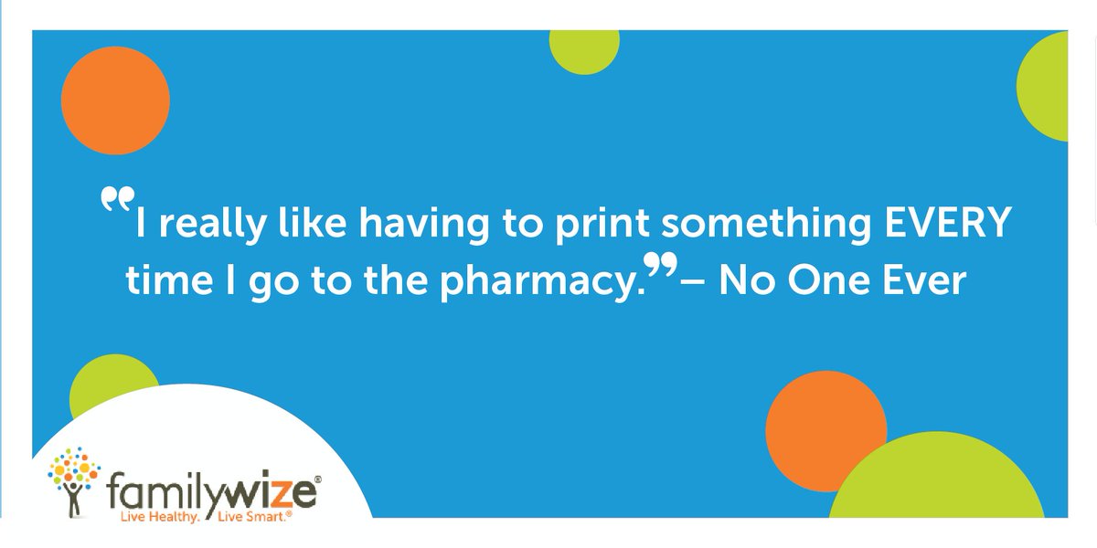 FamilyWize's tweet image. With the Familywize card, you don't need to print something every time you go to the pharmacy. Just show your card (or app) and save!