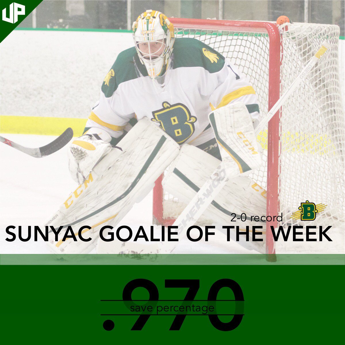 Congrats to <a href="/GoldenEaglesHky/">Brockport Hockey</a> Matt Schneider on being named the <a href="/SUNYACsports/">SUNYAC</a> Goal Keeper of the Week! 2 wins and 64 saves! #TalonsUp