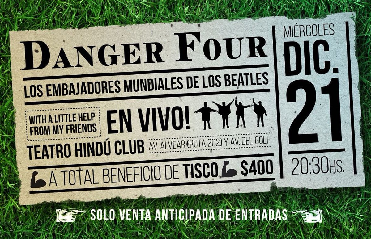 Entradas desde el jueves en el Club.
Administración: Lun. a Vie. de 09 a 17.
Sábados: 09 a 12. 
Bar: Todos los días desde de las 17.