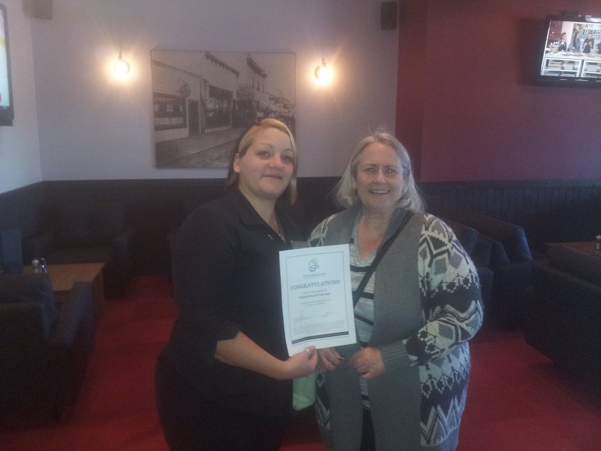 Jaime with the winner of our brunch contest! More chances to win this week if you live in #cityofpg . Follow us here!