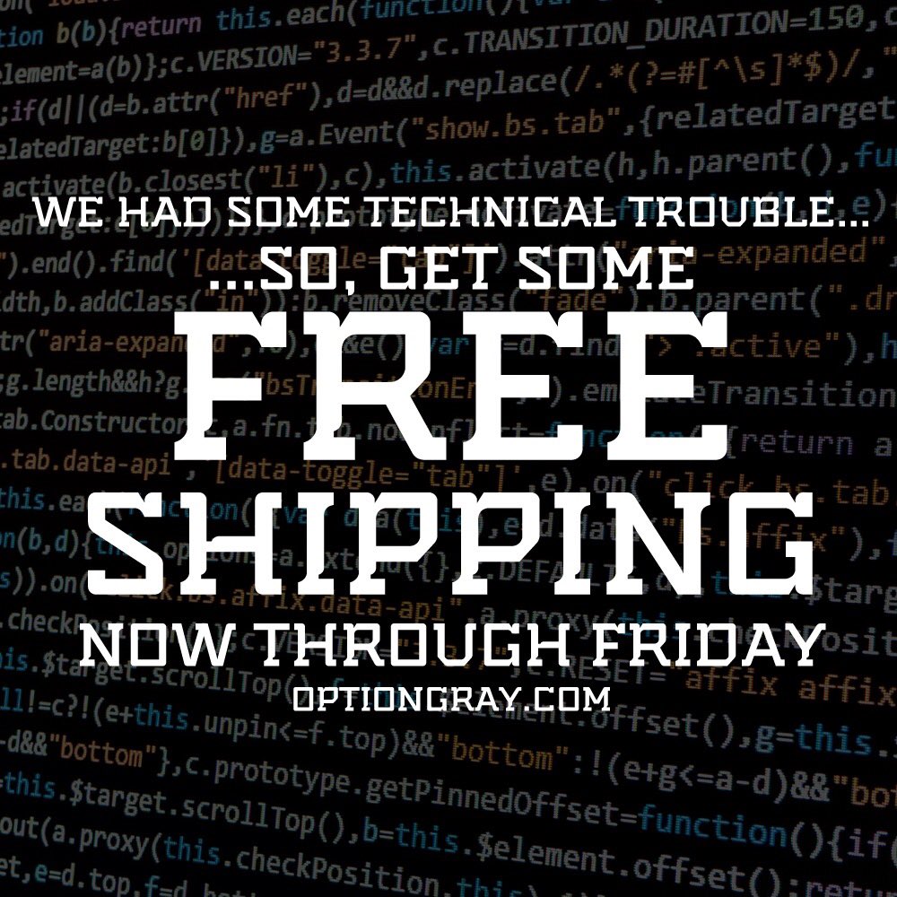 OptionGray's tweet photo. Free shipping for all U.S. orders now until Friday. Applied automatically at checkout: https://t.co/CfGdLtjLHv #edc https://t.co/567MympM1B