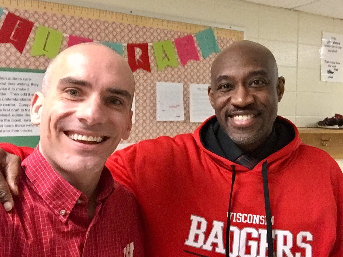 thomashaynesjr's tweet photo. @D4Griffin3 @KatieP_SLP @JB_2589 @lauriebazan1 Red and White looks great on him! @UWBadgers #MarquetteVsWisconsin #pumasroar #NewBadgerFan https://t.co/Jv7ZtAMfOq