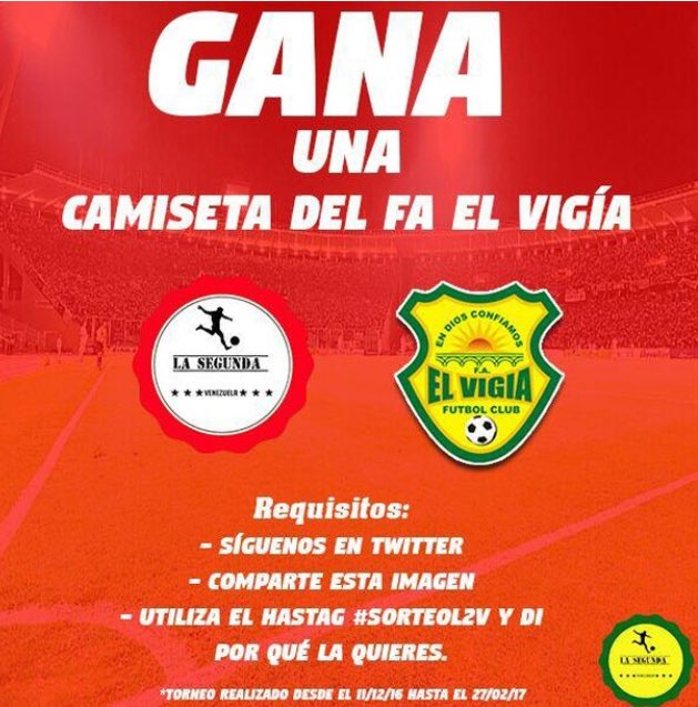 La2davenezuela's tweet photo. SORTEO | ¡LLEGÓ LA HORA! ¡La Segunda Venezuela da la oportunidad de ganar una camiseta de FA El Vigía! #SorteoL2V https://t.co/Ug2U1ele9V