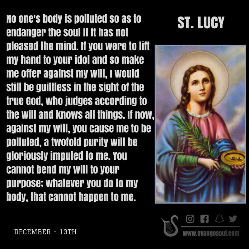 St. Lucy, Pray for us #TheBlind #Martyrs #Epidemics #Salesmen #ThroatInfections #Writers