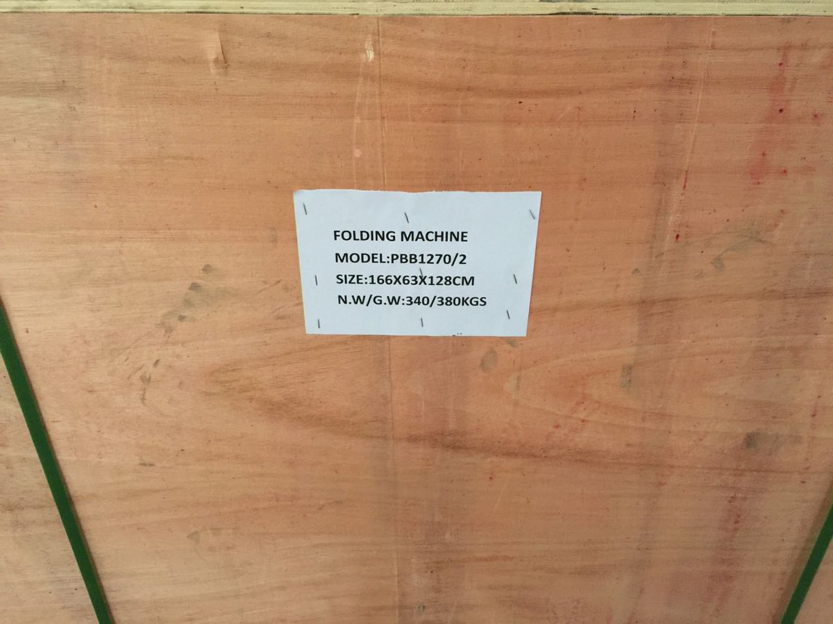 folding machine 2*1250mm with wooden package was sent to Guangzhou