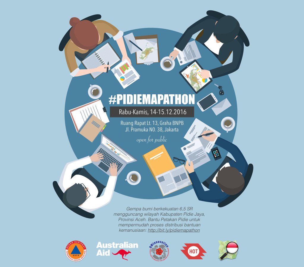 OSM_ID's tweet photo. Terus #bantupetakan #Pidie, kami mengadakan #PidieMapathon, bsk 9 pagi, Rabu-Kamis di Graha BNPB, Jl. Pramuka! https://t.co/k9f7ax2Cn7 https://t.co/PhHxAKZepQ