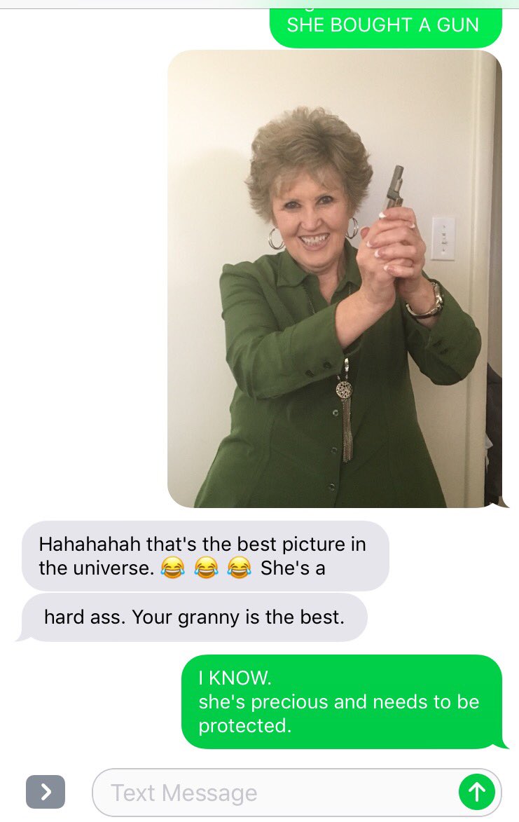 kathne's tweet photo. So I found out that my granny owns a gun and I had to share. I love her. https://t.co/aO2q3sssxI