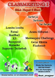 Semangat classmeeting untuk semua warga SMA N 3 Slawi :)