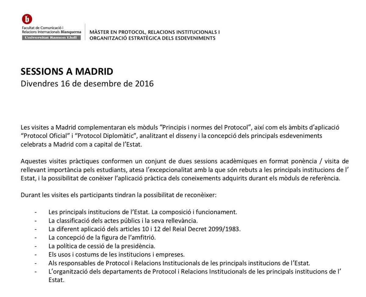MasterEventsM's tweet image. Tot a punt per les #SessionsaMadrid on coneixerem on i com s&apos;organitzen els principals actes d&apos;Estat #ProtocolOficial #ProtocolDiplomàtic