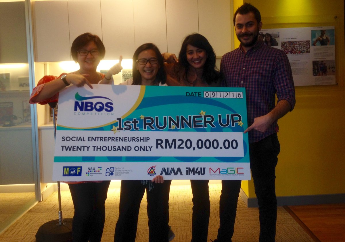 simplygiving365's tweet photo. Some of the team after we won 2nd prize in the Social Entrepreneurship category of the National Blue Ocean Strategy Competion in Malaysia. https://t.co/TRGbUfY2FW