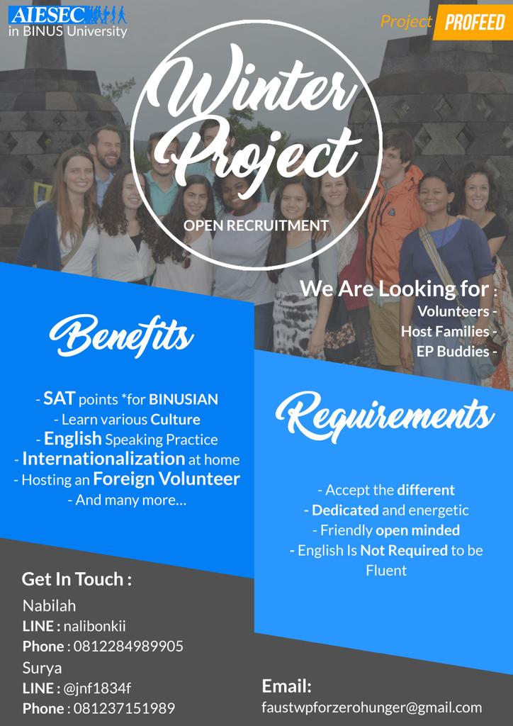 AIESECBINUS's tweet photo. Fight hunger with Project ProFeed this winter at AIESEC BINUS Alam Sutera by being our volunteer! Register here: https://t.co/IuF54Ct01p https://t.co/OM7L0umRUv