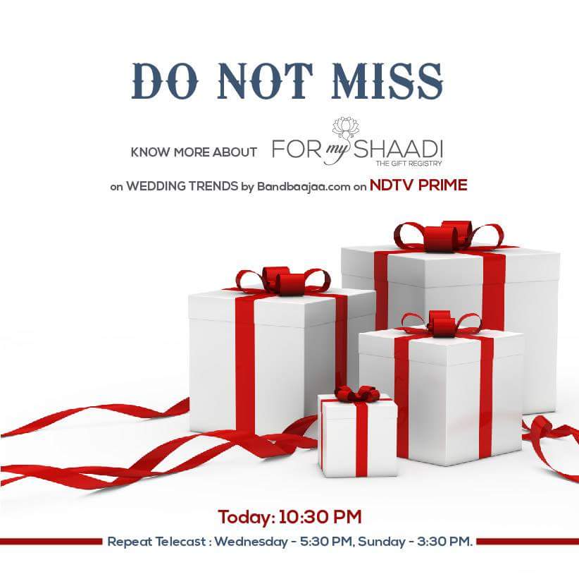 ForMyShaadi's tweet photo. Watch @NDTVPrime tonight at 10.30 pm to get a glimpse of what modern day brides and grooms are doing to keep up with this #CashlessEconomy. https://t.co/EJKPhNiLKR
