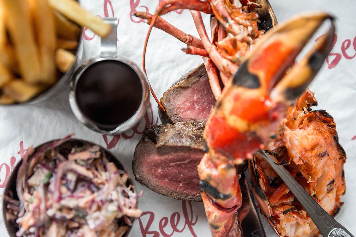 BeefandLobster's tweet photo. Deal 1 of #12dealsofchristmas Surf 'n' Turf for 2 w/ 4 sides €50! #buynow #lovedublin #christmasgift #beefandlobster https://t.co/hfSzBQa5rs https://t.co/inV7IU9Hoo