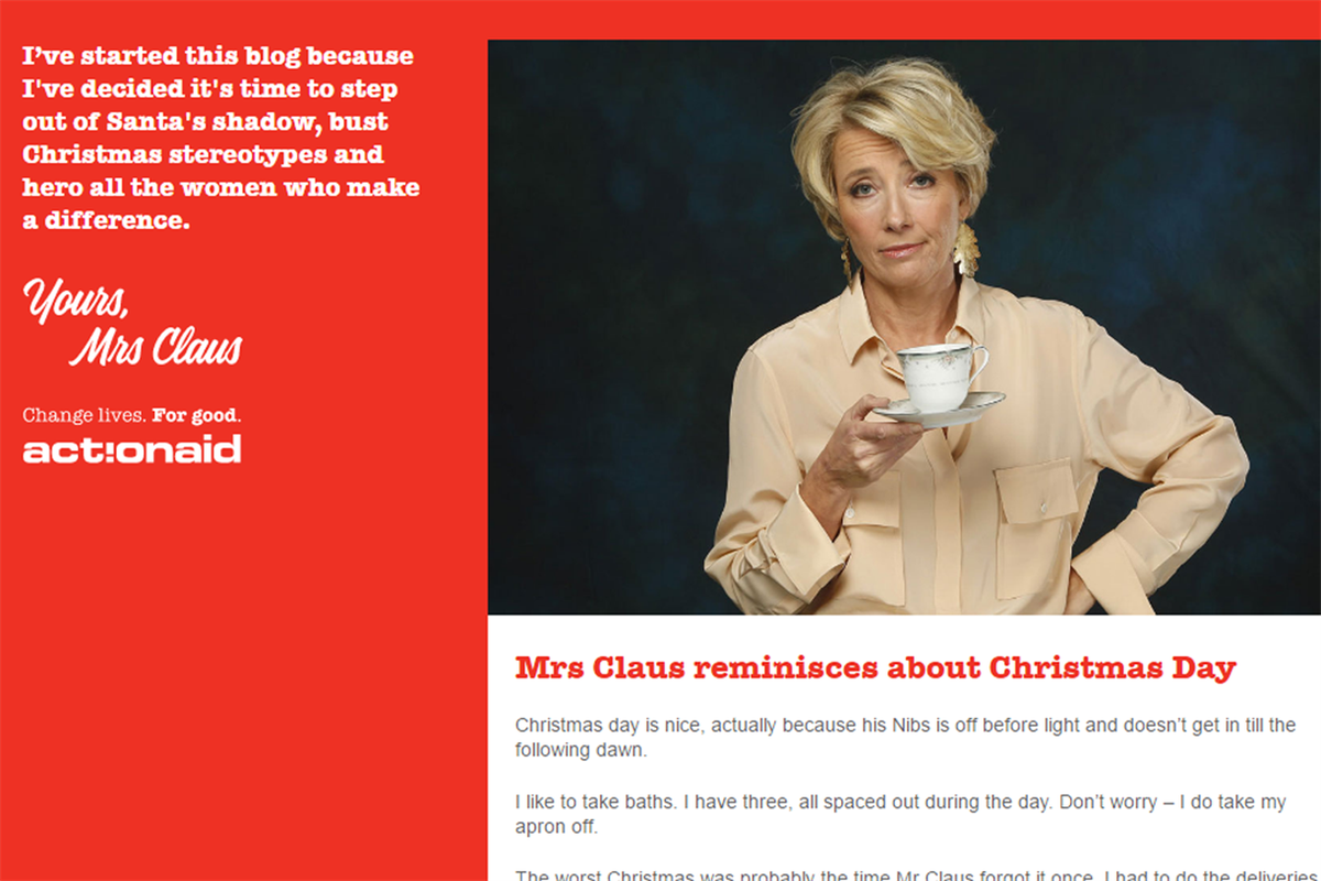 CampaignBrands's tweet photo. ActionAid digital campaign proves Mrs Claus is the definitive character of Christmas 2016 https://t.co/P4ovcr0VKB by @simongwynn https://t.co/h9my2asURv