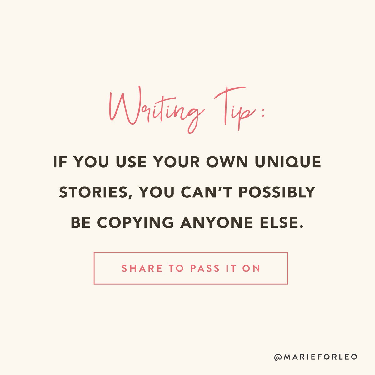 marieforleo's tweet image. #Writingtips: Even if you think it's all been said before, it hasn't been said by YOU.