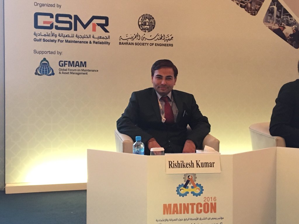 Sadara's tweet photo. Rishikesh Kumar, reliability engineer, gave a presentation on " Multidisciplinary Diagnosis" in the 2nd day of #Maintcon2016 https://t.co/QnZOIWKzVD