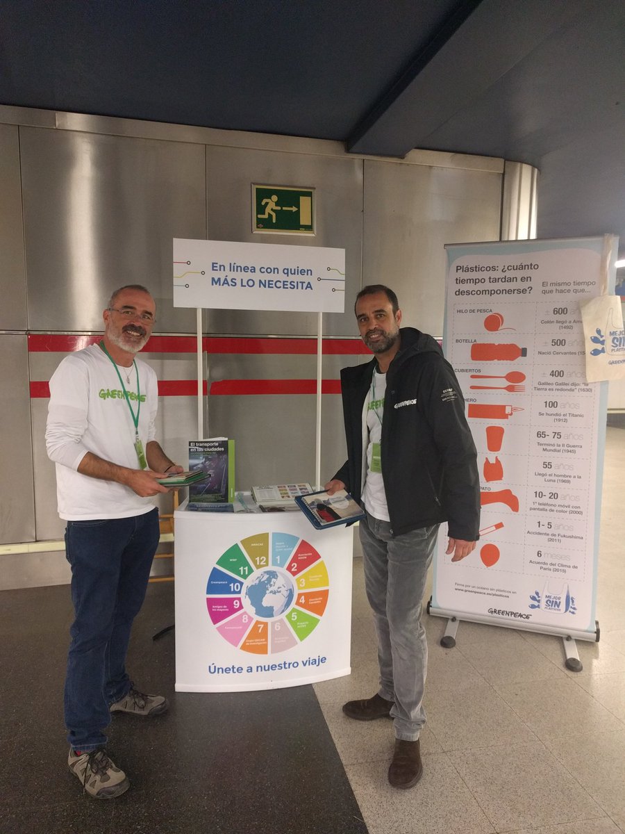 DialogoDirectGP's tweet photo. Comienza la campaña de Metro "En línea con quien más lo necesita". Hasta el jueves estaremos en Gregorio Marañón. Únete a @greenpeace_esp https://t.co/EHMrWEV6gD