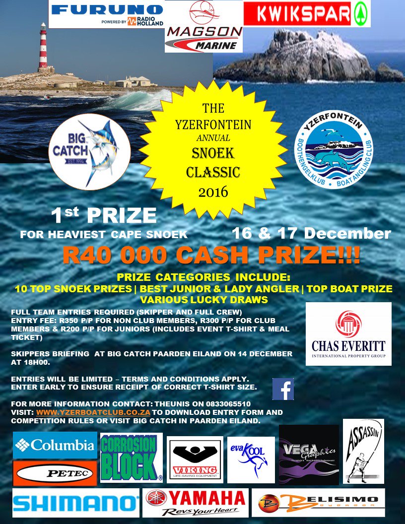 Join us at the Annual #SnoekClassic  this weekend #yzerfontein Hope to see you there @Big_Catch1 <a href="/Kempy6/">Justin Kemp</a> <a href="/deon_bing/">Deon Bing</a> <a href="/KFMza/">kfmza</a> <a href="/RyanOConnorZA/">Ryan O'Connor</a>