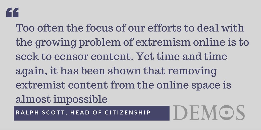 Demos's tweet image. NEW @Demos schools pilot for Prevent programme shows how to build children&apos;s resilience to #radicalism online: bit.ly/2hFArS8