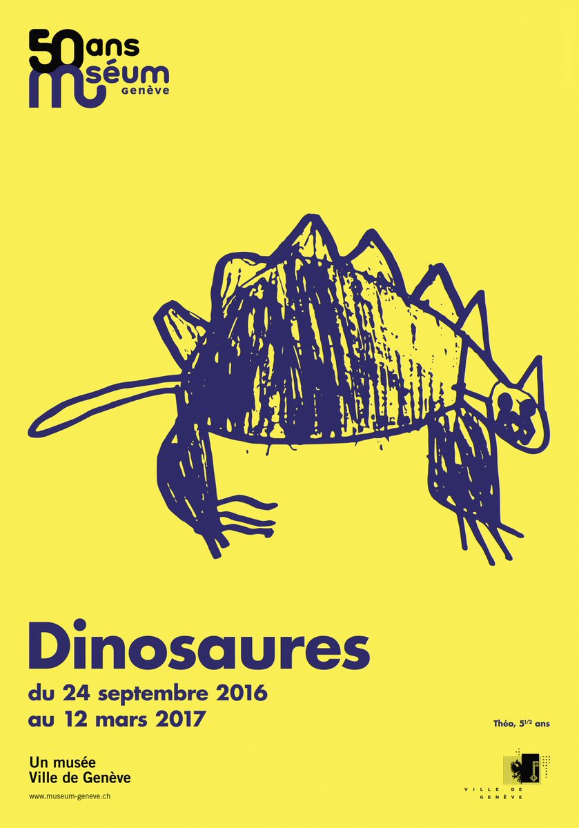 Envelop's tweet image. Dino's, jeugdherinneringen en vingerverf: @cavalcadegeneva's posters voor het natuurhistorisch museum Genève appelleren aan the inner child.