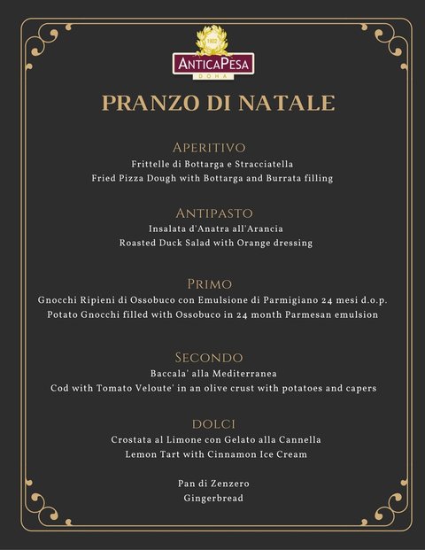 anticapesadoha's tweet image. Join us for Christmas Lunch, Pranzo di Natale, on December 25th for our special holiday menu items #anticapesa