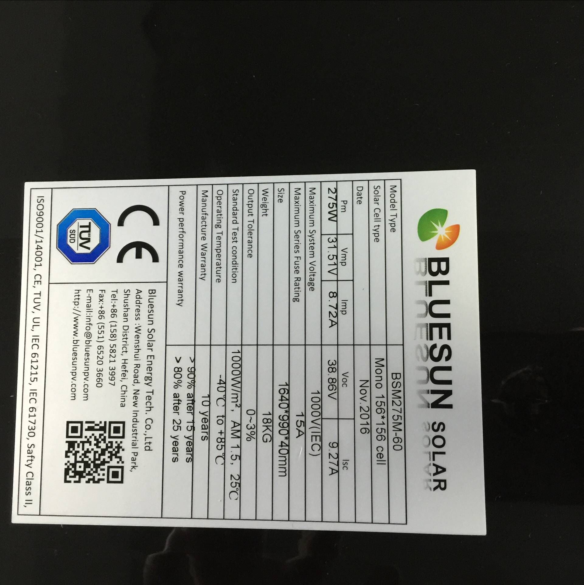 Agnes Fang On Twitter Bluesun Black Module Mono 275w Solar