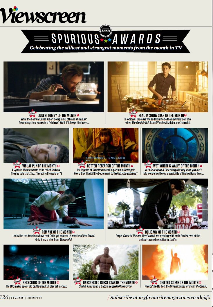 HUMANSaahh's tweet photo. Radiator (R.I.P.) got a shout out in SFX Magazine Feb 2017! His brief moment was listed in Spurious Awards section
#Humans #HumansClippings https://t.co/y95stgkiAG