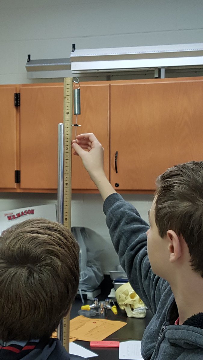 STEM_Bobby's tweet image. Hooke&apos;s Law lab in #PhysicsFirst #PirateSTEM