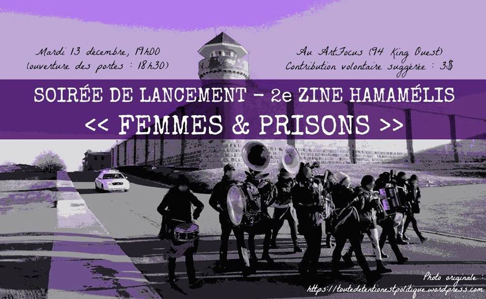 CE SOIR! Soirée de lancement 2e zine du Collectif Hamamélis "Femmes et prisons" 19h ow.ly/VFp1306p7fH