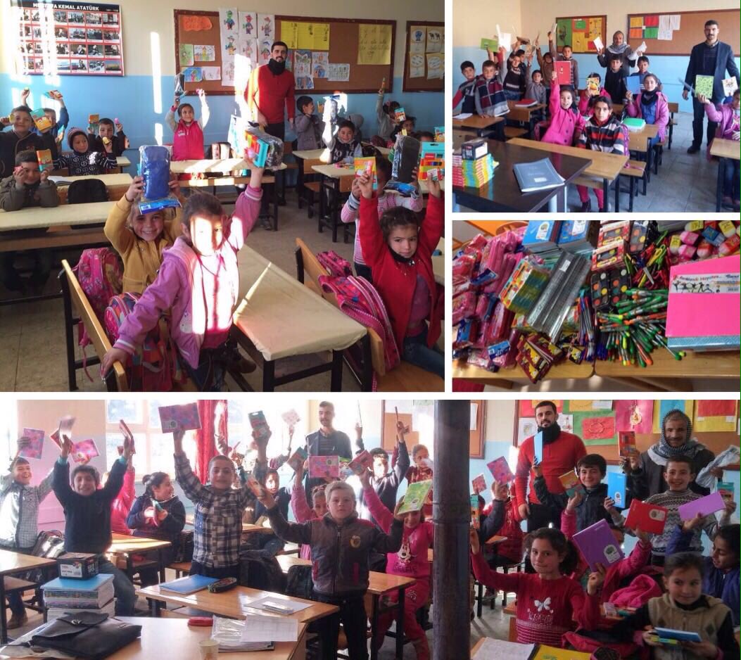 Şanlıurfa Siverek İlçesinin Konurtepe Köyünde bulunan İlkokul öğrencilerine gönderdiğimiz kırtasiye yardımı