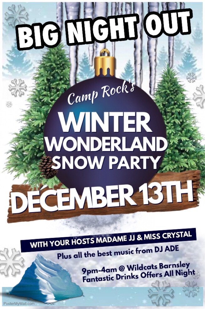 Join us TONIGHT from 9pm @ Wildcats #Barnsley for our Winter Wonderland Snow Party #Gaybarnsley #barnsleyhour #barnsleyis