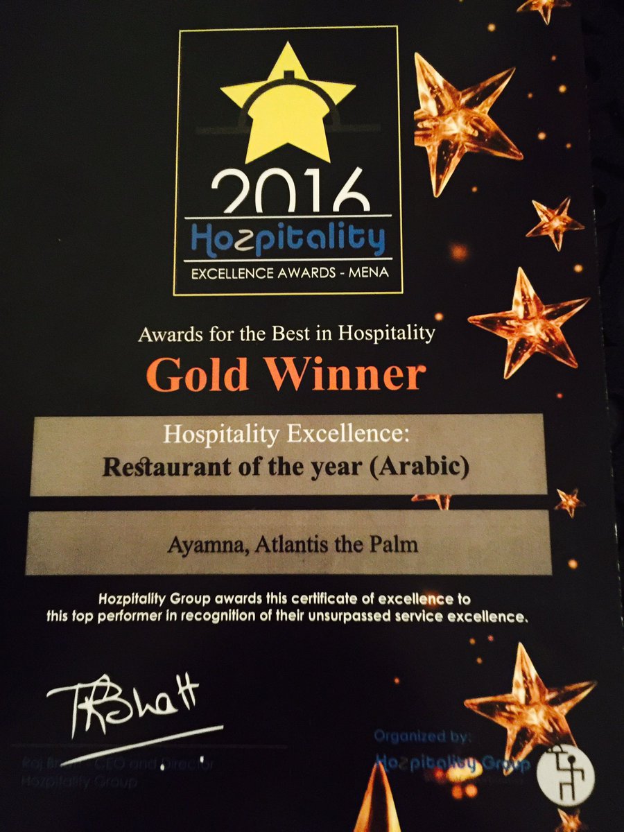 alielbourji's tweet photo. Awards for the best in hospitality
(Gold Winner)
#atlantisthepalm #alielbourji #bourji #lenanesechef #mydubai #ayamnarestaurant #lebanese https://t.co/jYSO5MFHFJ