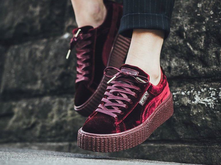 puma creepers red velvet