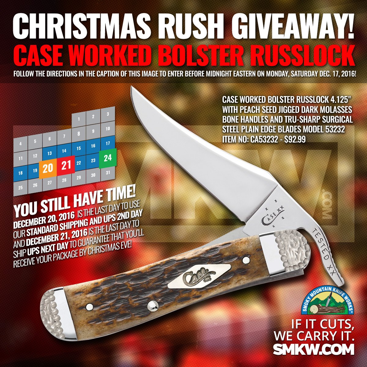 SMKWcom's tweet photo. Win this @wrcase Worked Bolster Russlock! Favorite &amp; Retweet this image by 12/17 at mdnt (EDT) to enter! https://t.co/AQYcER34HE #livesharp https://t.co/4X0sjgTkFc